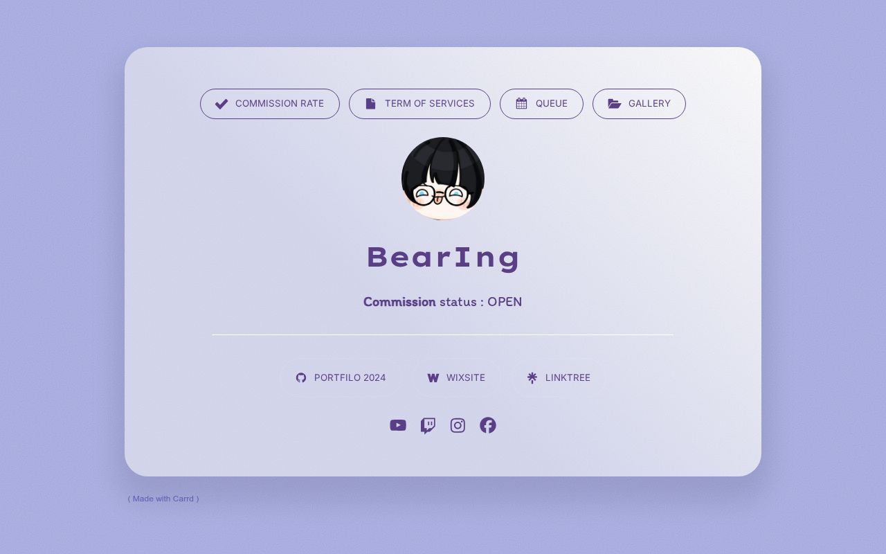 Carrd profile picture for @bearings